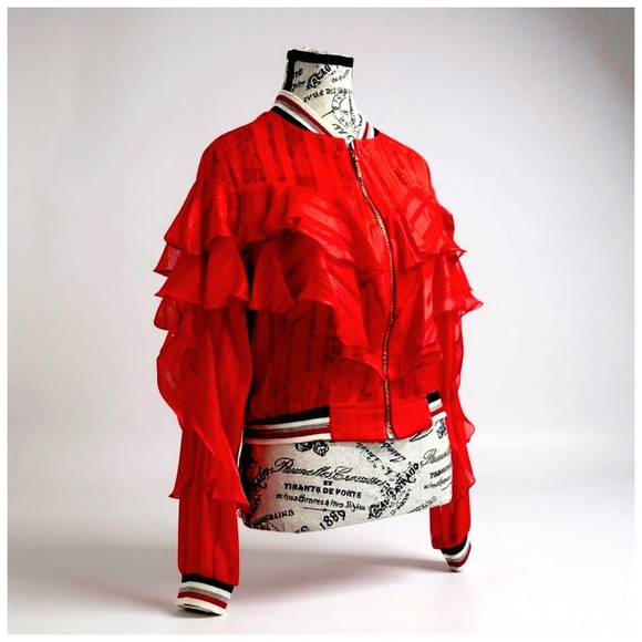 Casting Women’s Ruffled Jacket. Red, White, Blue, Silver. Size M-L - Picture 4 of 9